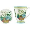 Gabby Malpas Jardin Mug & Coaster Set 300ML Orchid Gift Boxed