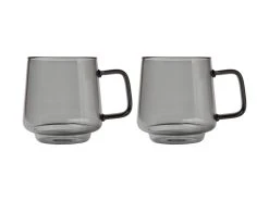 Blend Sala Glass Mug 400ML Set Of 2 Charcoal Gift Boxed