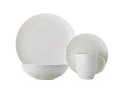 White Basics Diamonds Dinner Set 16 Piece