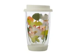 Royal Botanic Gardens Victoria Lotus Double Wall Glass Mug 380ML White Gift Boxed