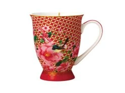 Teas & C's Silk Road Footed Mug 300ML Cherry Red Gift Boxed